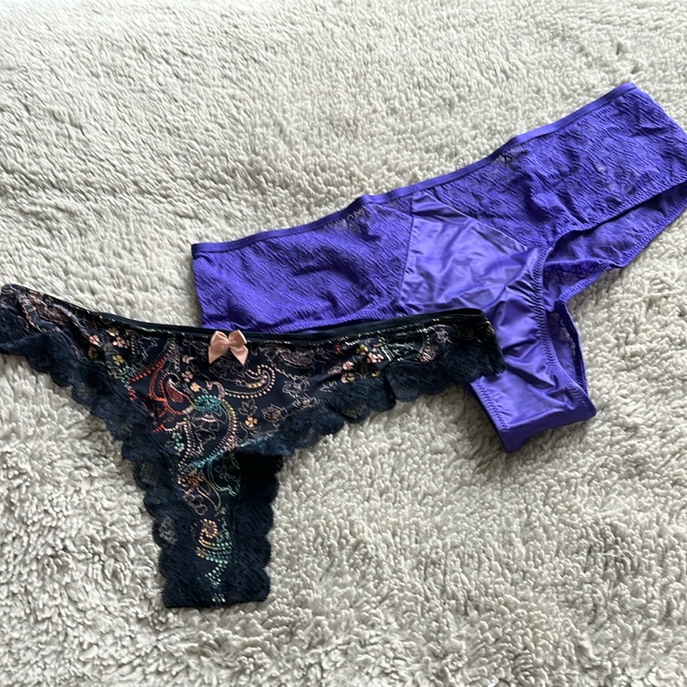 New! Bundle of Two Sexy Lace Panties Victoria's Secret Adore Me Size Large
